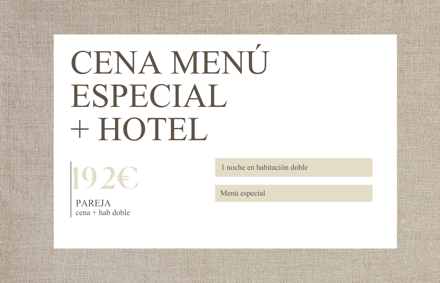 menú especial hotel